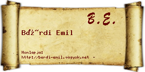 Bérdi Emil névjegykártya