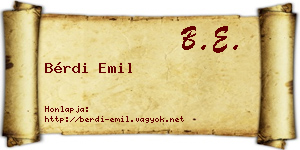 Bérdi Emil névjegykártya